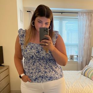 Blue & White Old Navy Ruffle Top